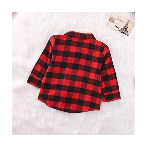 Kids Little Boys Girls Baby Long Sleeve Button Down Red Plaid Flannel Shirt Plaid Girl Boy 1T-6T - Image 7