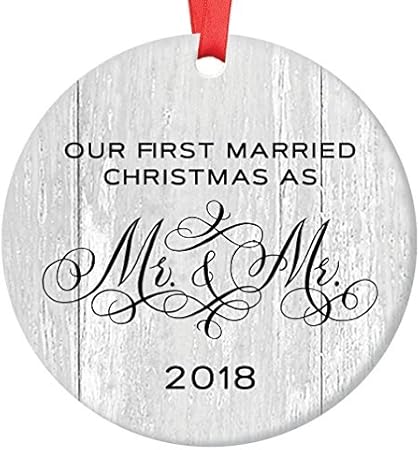 Regali Di Natale Per La Coppia.Qidushop Gay Marriage Regali Per La Coppia Di Sposi Novelli Primo Natale Ornamento 2018 Mr Mr 1st Albero Di Natale Idea Regalo Farmhouse Collectible Souvenir Per Natale Amazon It Casa E Cucina