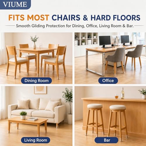 VIUME 24 Pcs Chair Leg Floor Protectors for Hardwood Floors Silicone Covers Felt Pads Furniture Leg Caps Anti-Scratch Reduce Noise Fit (1-5/16" to 2")