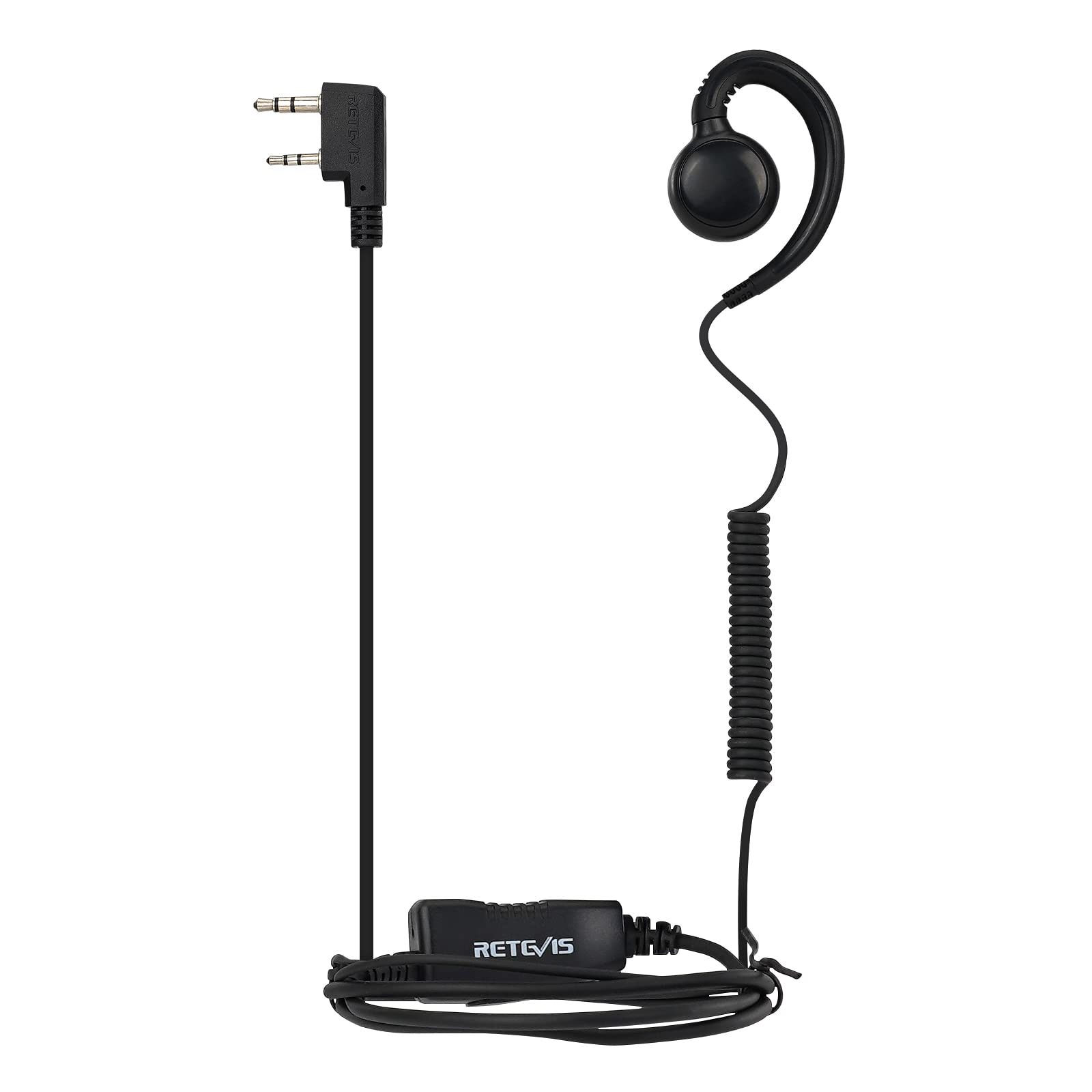 Retevis Walkie Talkie Earpiece, G-shape 2 Pin C-Type Two Way Radio Headset with Compatible with RT24 RT27 RT622 Baofeng UV5R(1 Pcs)