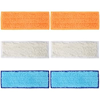 Wolfish 6 Packs Washable Mopping Pads for iRobot Braava Jet 240 241 (2 Wet Mopping Pads, 2 Damp Sweeping Pads and 2 Dry Sweeping Pads)