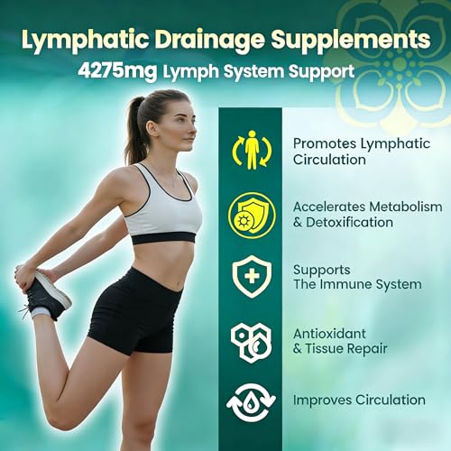 Lymphatic Drainage Capsules 240 Capsules – 4275mg 21-in-1 with Echinacea, Dandelion, Burdock, Bromelain & Turmeric – Lymphatic Drainage & Supports Cellulite Reduction