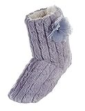 LA PLAGE Women's Tall Plush Winter Warm Indoor Boot Slippers