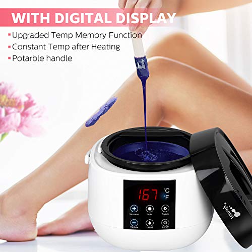 Waxing Kit Wax Warmer Wax Machine, himaly Portable Waxing Pot Brazilian Bikini Wax Kit Painless Wax Hair Removal Kit with Digital LCD Display, 4 Scents Hard Wax Beans+20 Applicator Sticks