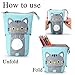 BTSKY Cute Carton Pen Pencil Case- Canvas Pencil Holder Pen Organizer Zipper Stationery Pouch Bag for Students Boys and Girls (Blue)