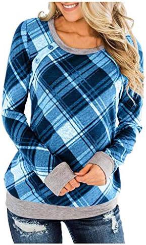 Womens Plaid Sweatshirt Pullover Long 