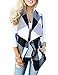 Yanekop Womens Lapel Sleeveless Open Front Hem Plaid Vest Cardigan Jacket With Pockets