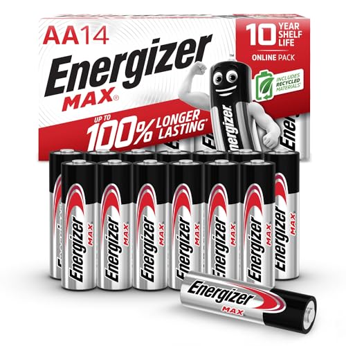 Max Piles AA (Lot de 14) - Mignon LR6 Alcaline 1,5 V - Énergie Longue durée - Idéales pour Les appareils du Quotidien - Emballage 100% Recyclable - Conservation 10 Ans [Exclusivité Amazon]