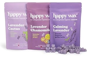 Happy Wax Lavender Lovers Collection Scented Natural, Non Toxic Soy Wax Melts – 6 Total Oz. - Includes: LavenderCactus, LavenderChamomile and CalmingLavender