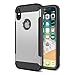 Trianium iPhone X Case [Duranium Series] Rugged Holster Heavy Duty Protective Cover with Built-in Screen Protector for Apple iPhone X Phone (2017) Belt Clip Kickstand [Full Body Protection] - Silver