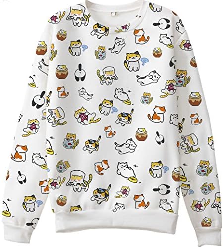 Game Neko Atsume Cute Cat Sweater Cotton Shirt Polyester Unisex Sweatshirt (Asian size L)