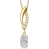 Gem Stone King 10K Yellow Gold 6X4MM Oval Gemstone Birthstone and White Lab Grown Diamond Infinity Pendant Necklace For Women | Gold Necklace For Women | With 18 Inch Gold Chain