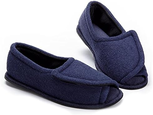 CLINIC SHOEWomen's Terry Cloth Comfort Slippers, Adjustable Upper, Medium Width