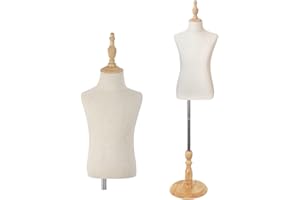 EASEHOME Kids Mannequin Body,Child Dress Form with Wood Stand,Adjustable Girl and boy Dress Form for Apparel Scarf Window Shop Display, 10-11 Years Old