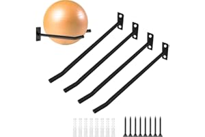 Ljxyloog 2 Pairs Yoga Ball Racks, Exercise Ball Wall Holder, Fitness Wall Rack for Gym, Metal Storage Wall Rack for Basketbal