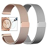 CAGOS Compatible Galaxy Watch (42mm)/Galaxy Watch Active Bands Sets, 20mm 2 Pack Stainless Steel Rose Gold Milanese Loop Mesh Bracelet Strap Replacement for Galaxy Watch 42mm/Gear Sport/Ticwatch E