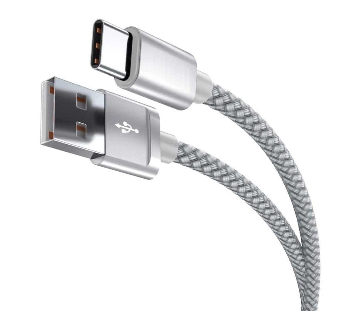 NWNK13 USB C Cable Type C Fast Charging Cable for Motorola G62 G82 G60 G50 G31 Android Phone Charger Lead Wire Sync Cord for Moto G22 G30 G41 G100 G200 (3m, Silver)