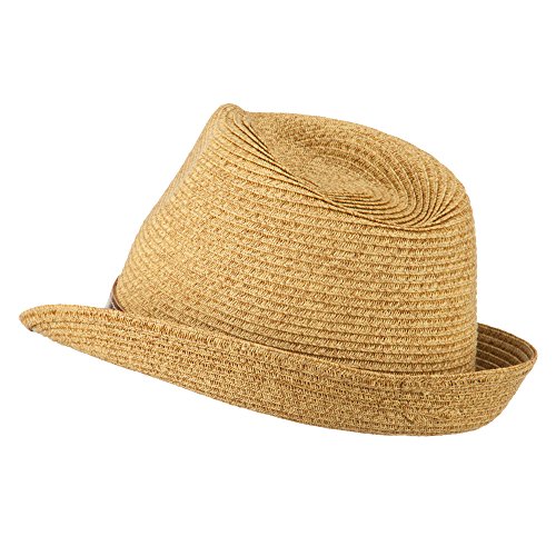 UPF 50+ Tweed Braid Paper Fedora - Tan OSFM - Thumbnail 2