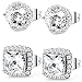Jstyle Jewelry 2 Pairs Stud Earrings for Women Girls Cubic Zirconia Square Piercing Elegant