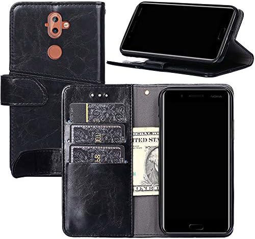 Nokia 8 Sirocco Case,Nokia 9 Case, YEEGG Flip Cover Leather, Phone Wallet Case for Nokia 8 Sirocco, Phone Wallet Case for Nokia 9 (Black)
