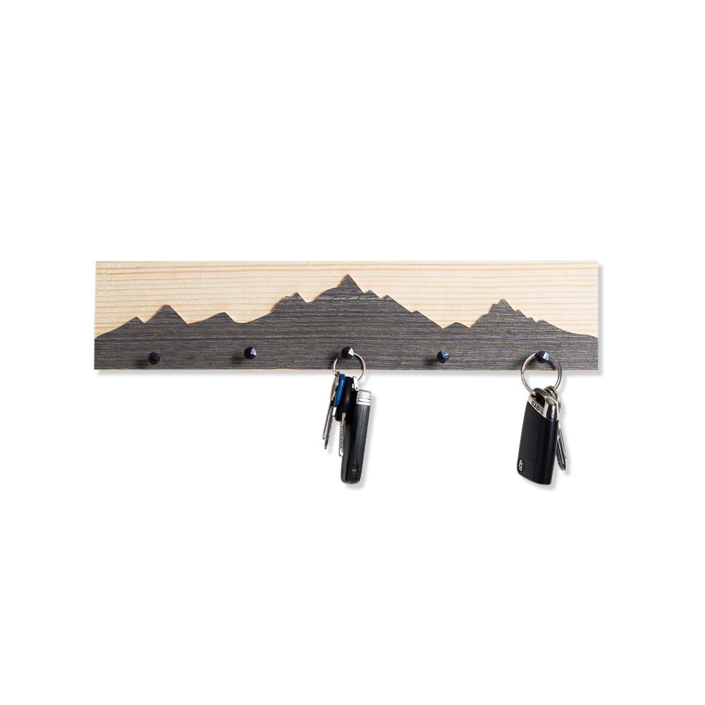 WOODS Key Holder Antique Wood Mountain Motif Mountain Motif.