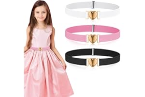 FANKUTOYS 3 Pack Elastic Belts for Toddler Kids Adjustable Boys Girls Teens Stretch Belts with Heart Buckle