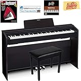Casio Privia PX-870 Digital Piano - Black Bundle with Furniture Bench, Instructional Book, Online Lessons, Austin Bazaar Instructional DVD, and Polishing Cloth