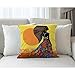 Moslion African Pillow Cover African Woman in a Bohemian Dress Ethnic Throw Pillow Case 18x18 inch Cotton Linen Square Cushion Decorative Cover Sofa Bed Yellow Black