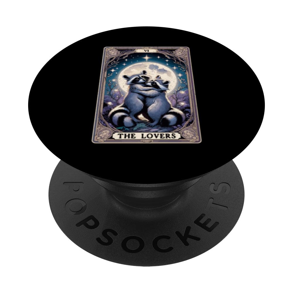Raccoon Tarot Card The Lovers Funny Raccoon PopSockets Swappable PopGrip