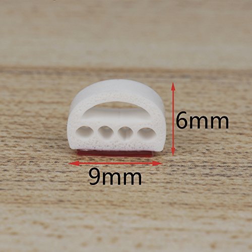 Professional Doors Windows Seal Strip Multi-Hole Design Silicone Self-Adhesive Insulation Rubber Anti-Collision Soundproof Waterproof Dustproof Windproof(D Type 6M, White)