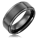 Cavalier Jewelers 8MM Jewelry Grade Stainless Steel Ring Wedding Band Black Plated with Brushed Top