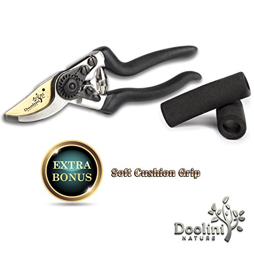 Titanium - Coated Bypass Pruning Shears by Doolini Nature, with Advanced Ergonomic Design - Free Bonus Soft Ergonomic Handles - Image 10