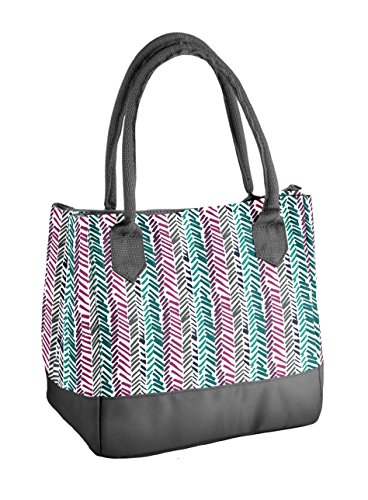 Fit & Fresh Vienna Insulated Lunch Bag with Reusable Ice Pack Teal Purple Chevron Sketch