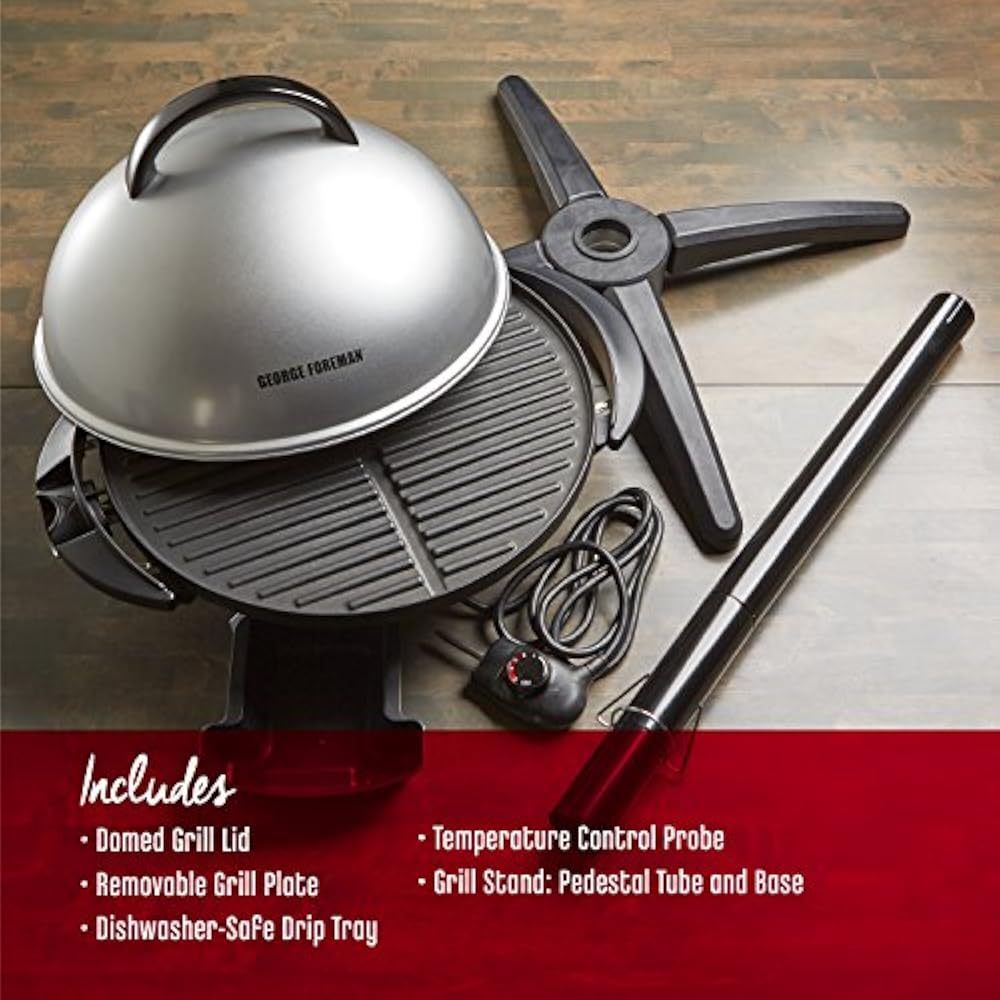Foreman 15Serving Indoor/Outdoor Electric Grill, Silver