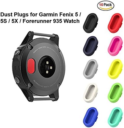 hellosy Garmin Fenix 5/5S/5X/Forerunner 935 Dust Plug, [10 Pack] Soft Silicone Charger Port Protector Anti Dust Plugs Caps for Garmin Fenix 5/5S/5X/Forerunner 935 Smart Watch, Multi Colors