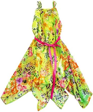 Sophie Catalou Big Girls Limepop Tiger Lily Floral Handkerchief Dress 10