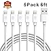Lightning Cable, Sundix iPhone Charger 5Pack 6FT 8-Pin USB Charging Cable Cord Compatible with iPhone X 8 8 Plus, iPhone 7 7 Plus 6 6s 6 Plus 6s Plus, iPhone SE 5 5s 5c, iPad, iPod and More(White)