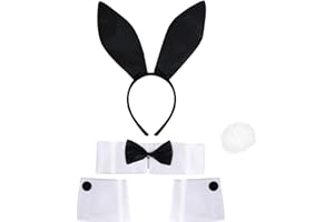 Goenb Bunny Costume, Bunny Costume Accessories Bunny Ears and Tail Collar Bow Tie Cuffs for Women Easter Party