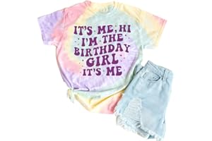 YHHR Birthday Girls Shirt It's Me Hi I'm The Birthday Girl It's Me Graphic Tee Kids Bday Party Outfit 5-12 Years