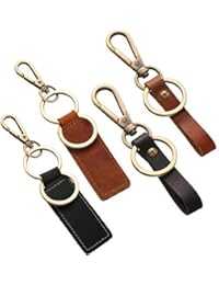 4 Pieces Leather Valet Keychain Leather Key Chain with Belt Loop Clip for Keys (Wide and Slim Belt Loop)