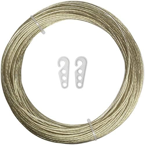 U6940 - Steel Core Washing Line Rope Plastic Coated Clothes Rope Laundry Washing Rope Clothesline for Outdoor, Garden, Wall - Gold - Length 98ft