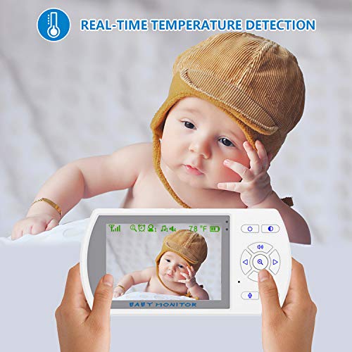 Wohome Video Baby Monitor with Interchangeable Optical Lens, 3.5" Display, Remote Pan-Tilt-Zoom Camera, Two-Way Audio, IR Night Vision and Thermal Monitor