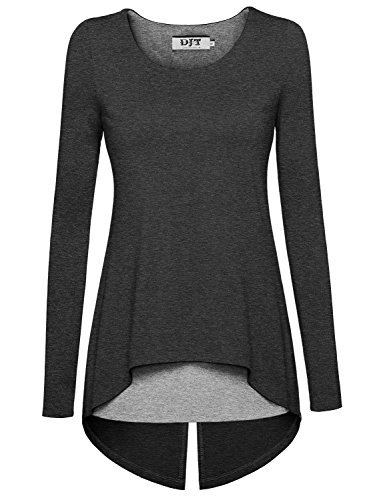 DJT Womens Faux Twinset Layered Irregular Hem Tunic Shirt Medium Grey