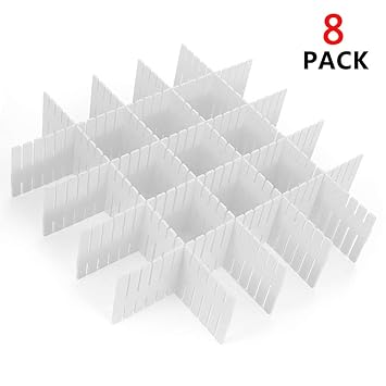 Rommeka Drawer Dividers 8pcs Diy Plastic Grid Dresser Desk Drawer
