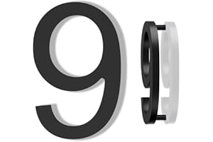 DEWEL House Numbers for Outside, 6 Inch Modern Floating Address Numbers for Farmhouse, Street, Front Door, Weatherproof, Easy to Install with Template (Black House Number 9)