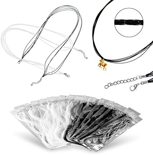 Multi-String Polyester Cord Necklace Making Chain 18inches, 75pcs with Lobster Claw Clasp, Black String Cord and White Cord Sets Evenly Mixed