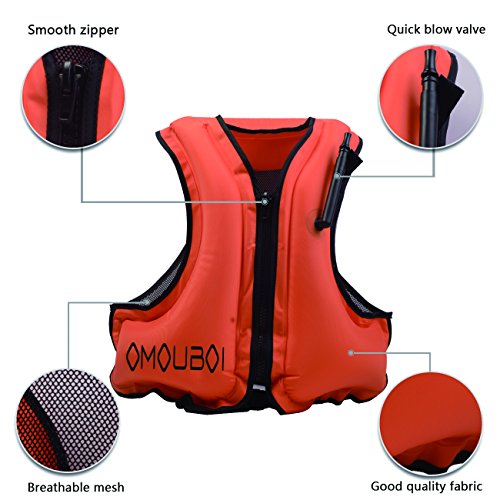 Life Jacket Adult Inflatable Swim Vest For Snorkeling By OMOUBOI,Suitable For 80-220lbs - Thumbnail 6