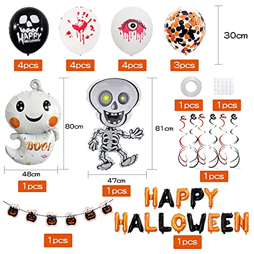 Celemela Halloween Luftballons Halloween Deko Set Happy Halloween Dekoration Halloween Girlande Kit für Halloween Party Deko (Schwarz)