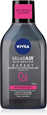 - Água Micelar Impermeável - Rosto, Olhos, Lábios - Limpa Poros e Remove Maquilhagem - Suave para Pestanas - Micelas, Aminoácidos e Extratos de Chá Preto - Vegan - Todos os Tipos de Pele