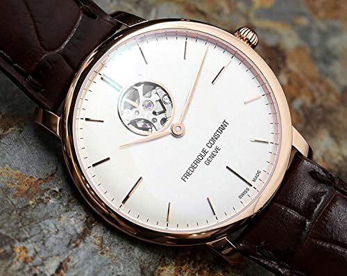 Frederique Constant Men's FC-312V4S4 Slim Line Analog Display Swiss Automatic Brown Watch